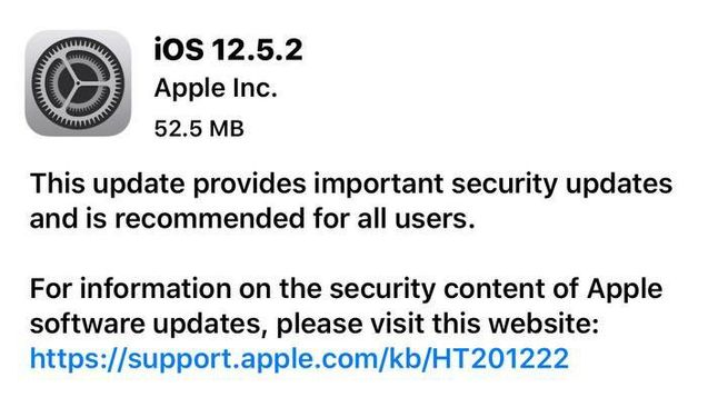 浦城苹果手机维修分享iOS12.5.2发布，建议所有老苹果用户安装 